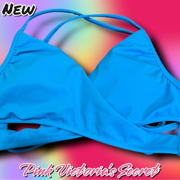 Preowned Victoria’s Secret PINK Blue Triangle Bikini Top – Size S - Picture 8 of 10